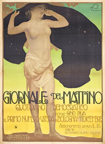 ALEARDO TERZI (1870-1943). GIORNALE DEL MATTINO. 1911. 57x42 inches, 144¾x106¾ cm. E. Chappuis, Bologna.                                         